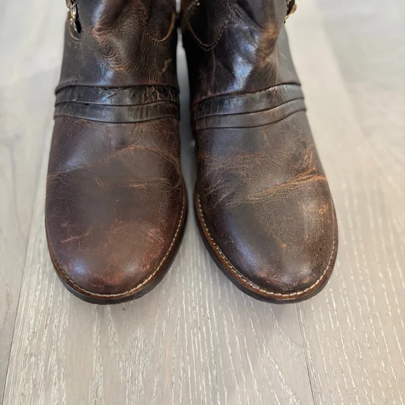 Patron By Perugia Rock Brown Studded Leather Boots Size 8 Western Bling Festival - Picture 5 of 10